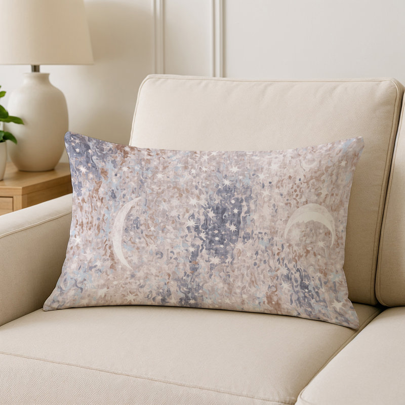 Coussin décoratif intérieur / extérieur gris Modern Modern, Rectangle H 14 po x l 20 po, Beige abstrait 3