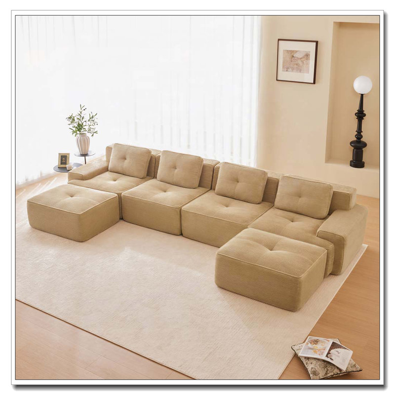 Canapé modulaire en tissu Corduroy, Chameau