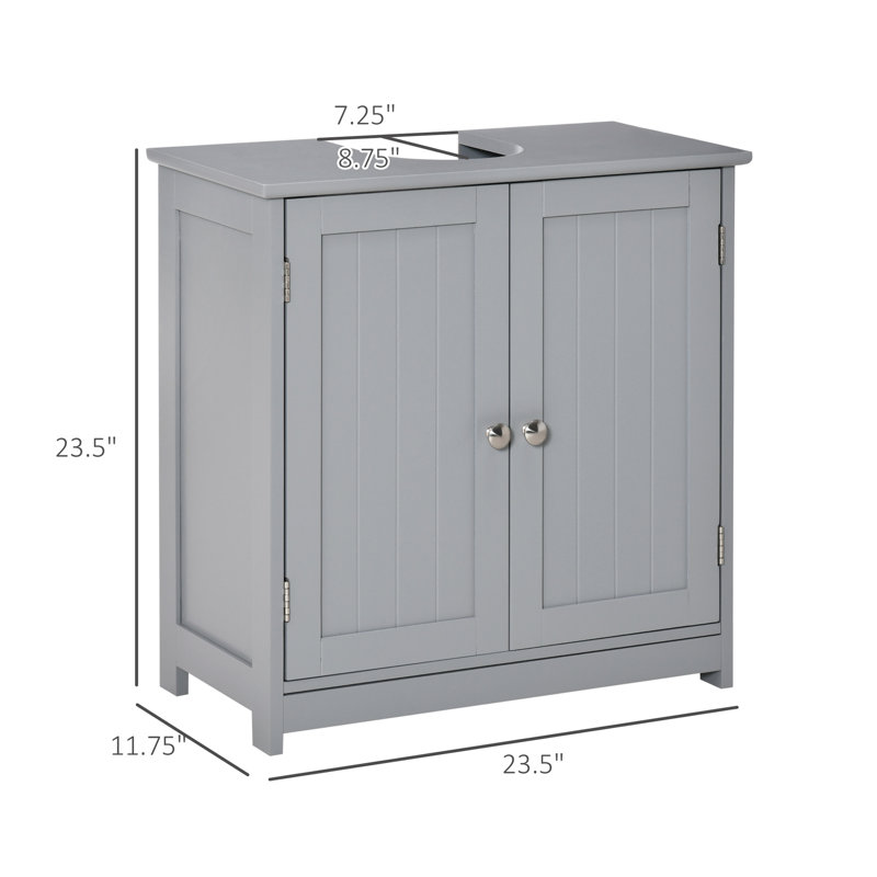 Pedestal Sink Storage Cabinet, Under Sink Cabinet, Bathroom Vanity Cabinet with U-Shape and Adjustable Internal Shelf, Gray