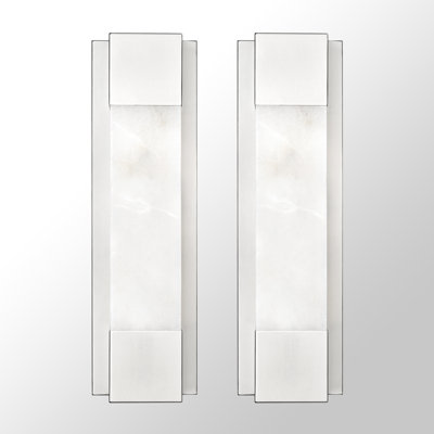 16" Dimmable LED Modern Wall Mounted Sconce With Natural Spanish Marble Shade 5 Colors Adjustable (Set Of 2)