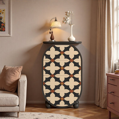 Oval Pine Frame Patterned Cabinet