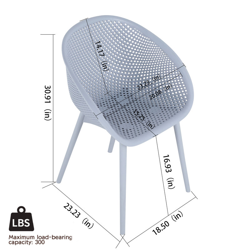 Summer - 2-Pack Light Blue Modern Lounge Chairs – Indoor/Outdoor All-Weather PP Plastic with 36 Inch Indoor/Outdoor Modern White Round PP Table