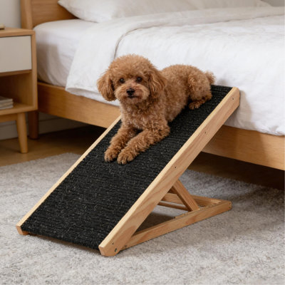 Foldable And Adjustable Pet Ramp For Large Animals, Four - Position Height Adjustment, Slip Pine Surface Dogs, Construction, Design, No Assembly