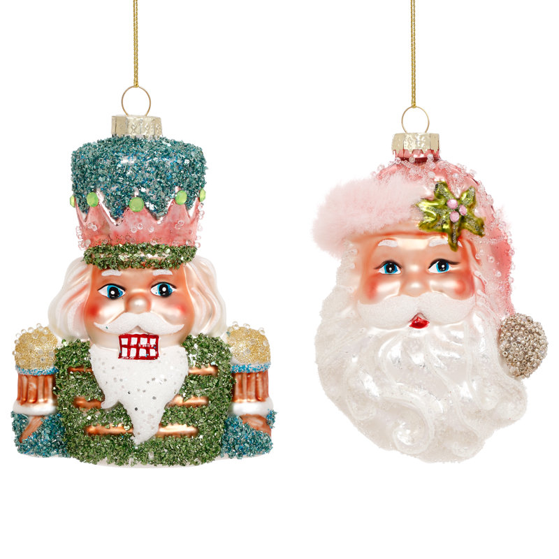 Ornement Père Noël et casse-noisette, boîte de 6 à 4 pouces