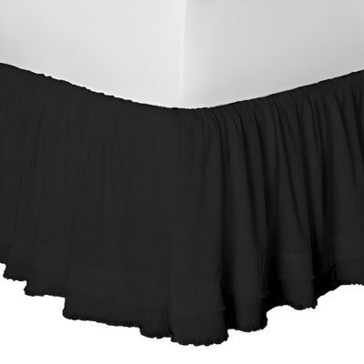 400TC Sateen Solid Cotton Fringe Ruffle Bed Skirt Upto 50" Drop Length