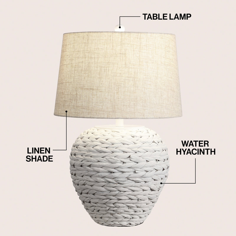 Fortune 25" Table Lamp, Beige, White