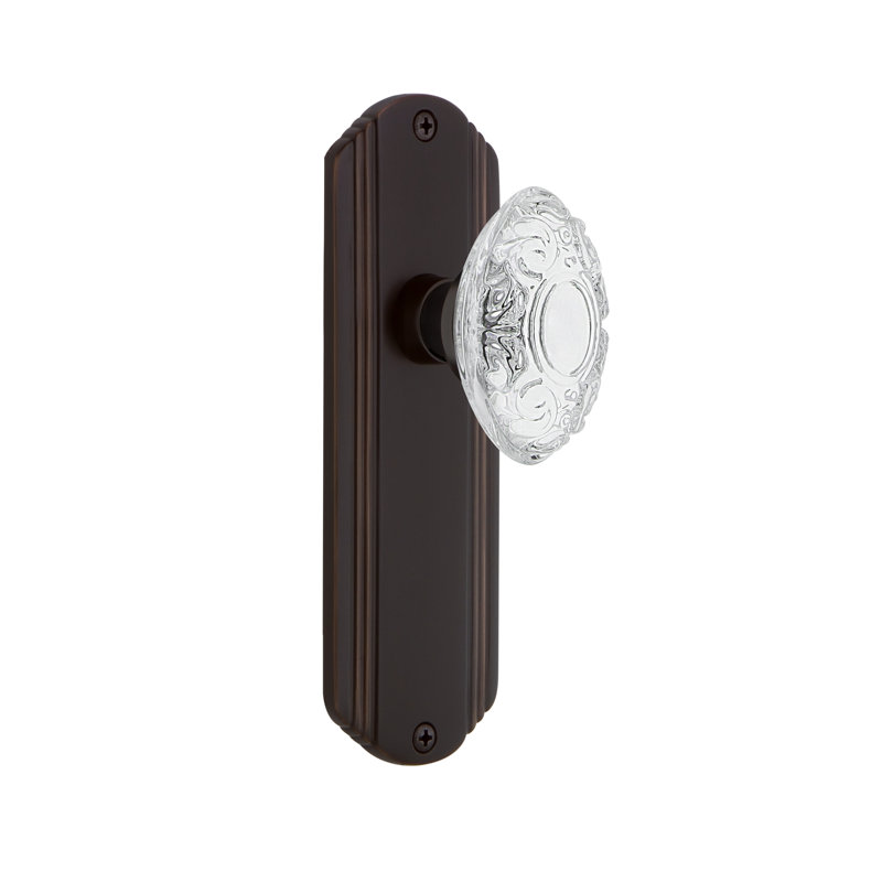 Plaque décorative avec bouton en cristal victorien, 2 3/8 po, Bronze intemporel