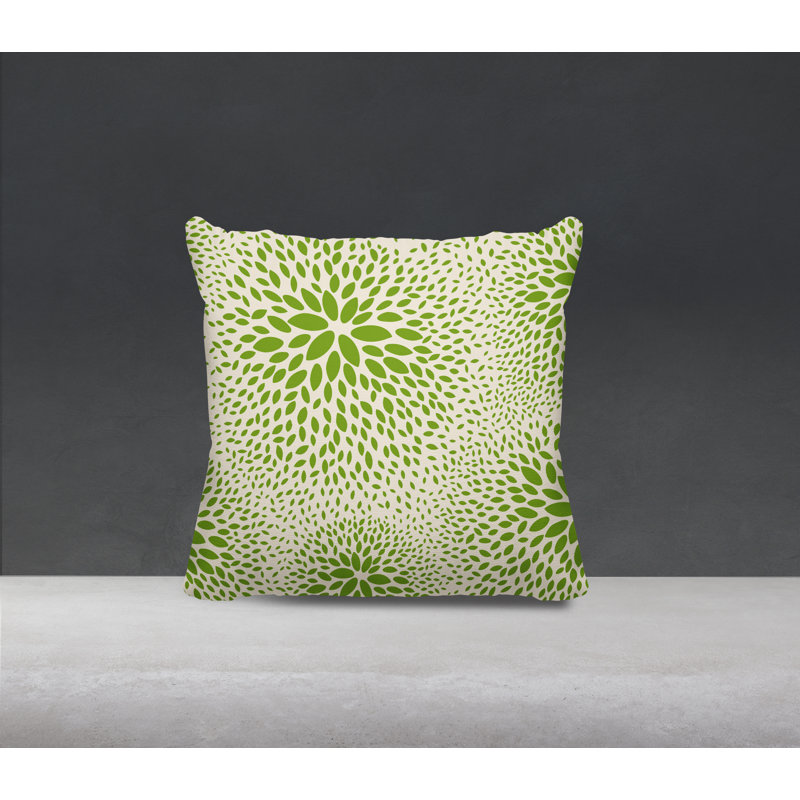 Coussin décoratif intérieur / extérieur en polyester filé à la main Bavière, H 17 po x l 17 po, Chartreuse / crème