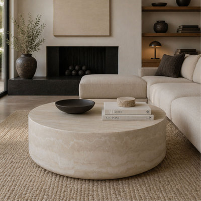 Table basse 31,49 pouces moderne avec plateau en faux pierre Mars, table basse prête à l'emploi et entièrement assemblée pour la décoration d'appartements et de salons