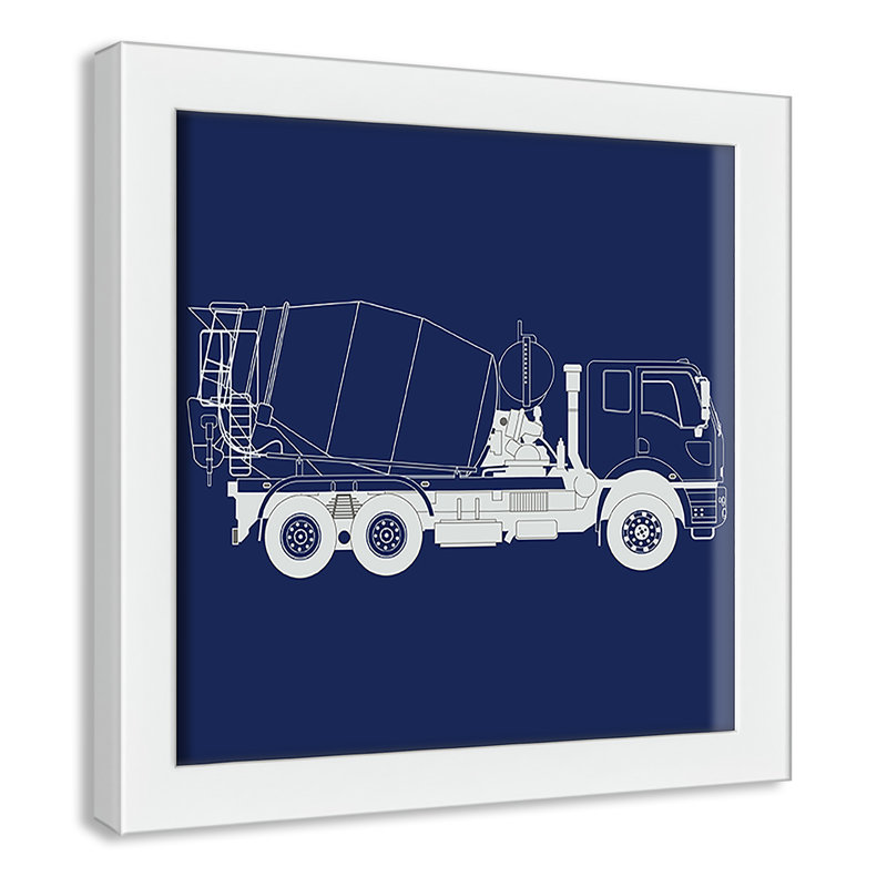 Camions Camions 1, art encadré, H 8 po x l 8 po x P 1,18 po, Encadré de boîte blanc