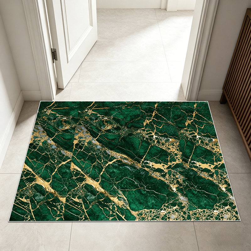 1PC Emerald Green Gold Vein Marble area rugs for Living Room, Soft and Comfortable, Suitable for all seasons, easy-to-maintain, machine washable Indoor floor mat, Under Table Farmhouse suitable for dining table, bedroom, kitchen, entryway, home...