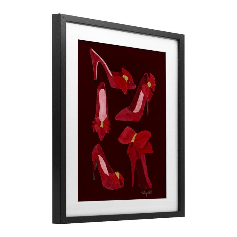 Chaussures Ruby Red, reproduction encadrée sous verre, conception de Hillary Holt, Cadre noir minuit, H 16 po x l 13 po