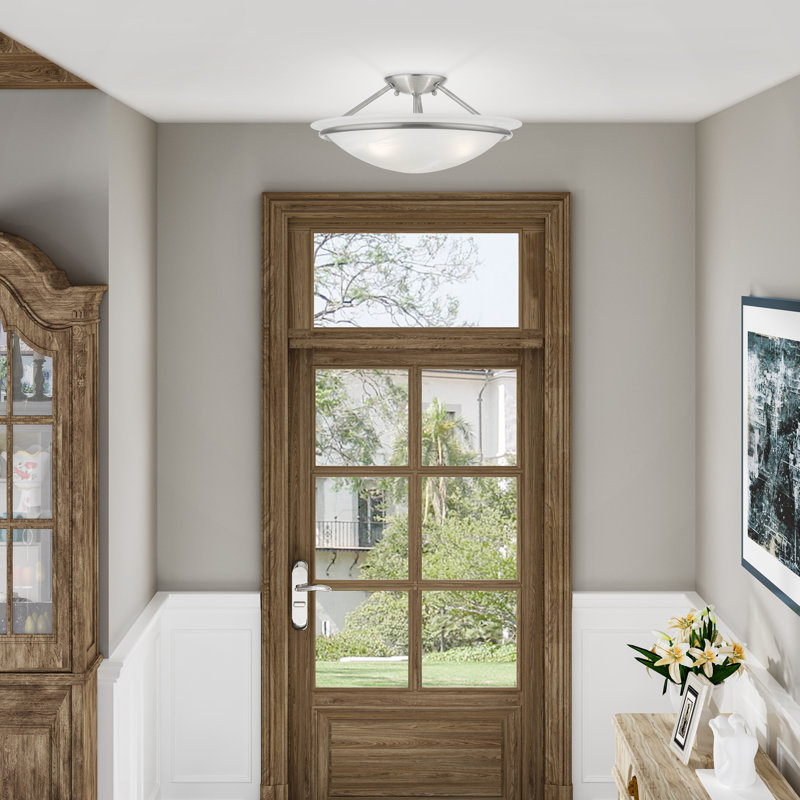 Wilbrecht Glass Semi Flush Mount, Brushed Nickel, 6" H