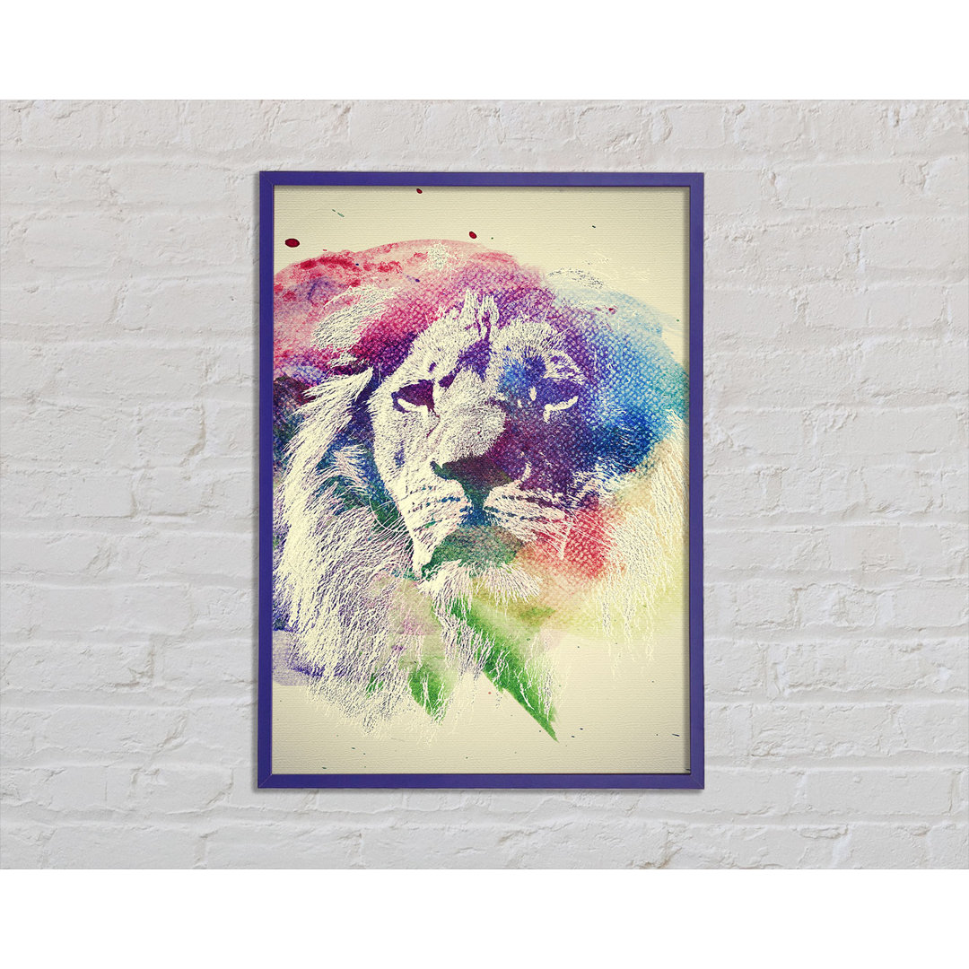 Ansis Rainbow Lion Gerahmter Druck Wandkunst