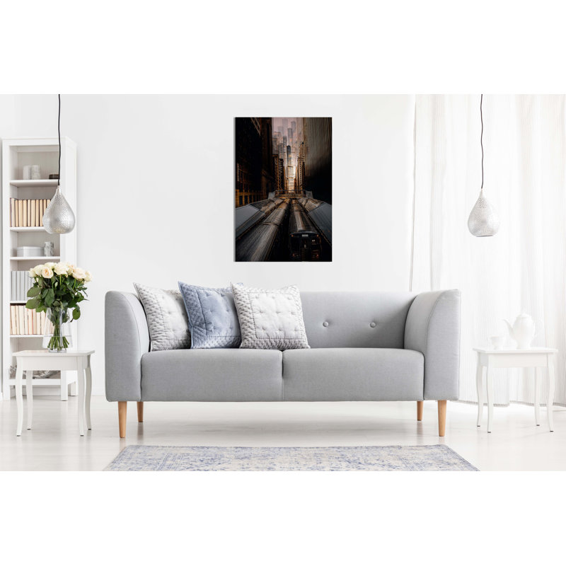 Chicago Architectural Train Railway Artistic 1 Piece Wrapped Canvas Wall Art, 76cm H x 51cm W