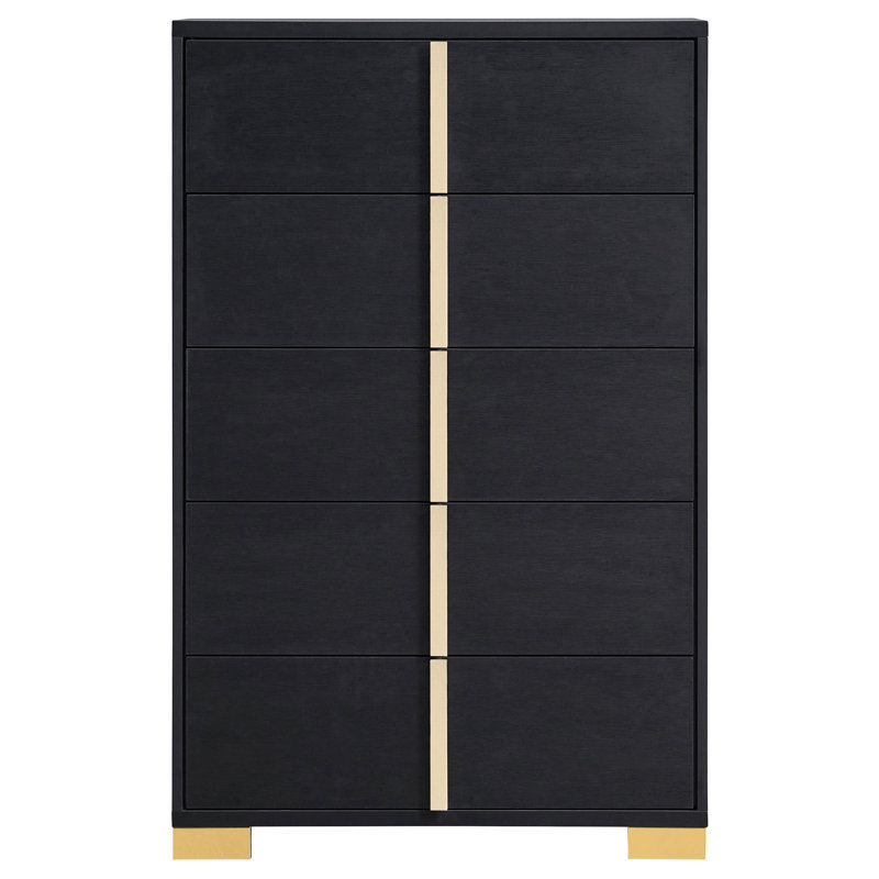 Jelissa 5-drawer Bedroom Chest Black, Black