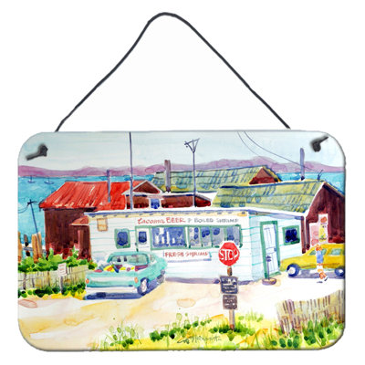 Seafood Shack For Fresh Shrimp by Coe Steinwart Painting Print Plaque