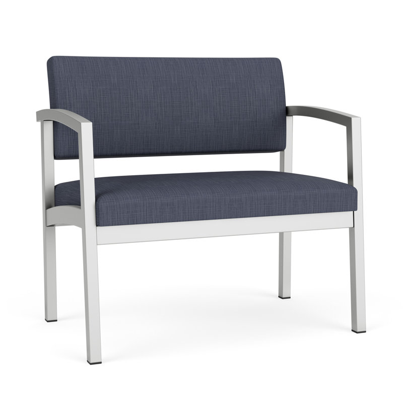 Chaise en acier Lenox, Argent, Plot Line bleu marine