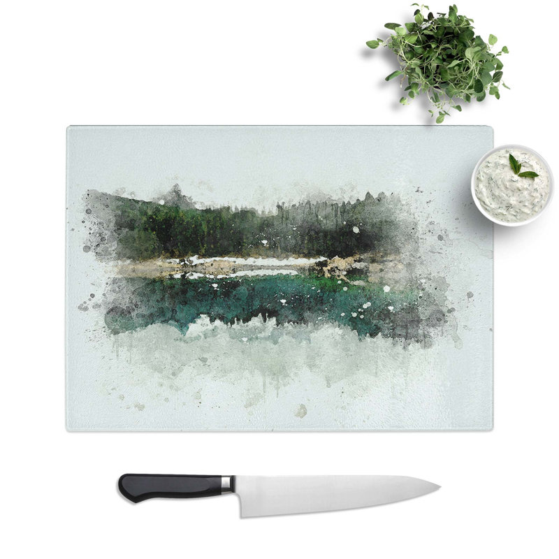 Glass Lake of Carezza Nova Levante Italy in Abstract Chopping Board, 39 cm W x 28.5 cm L