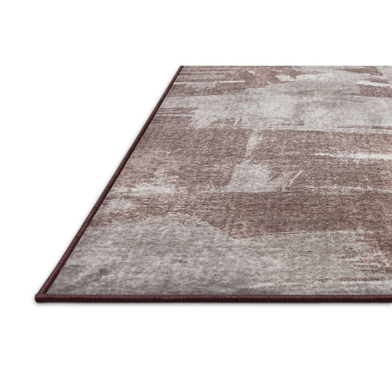 Tapis rectangulaire en polyester tissé à la machine rectangulaire brun / gris clair Nikita, Rectangle 2 pi x 4 pi