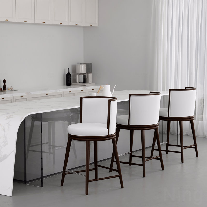 Tabouret de comptoir, 37.6" H x 20.9" W x 21.7" D, Blanc
