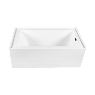 Kingston Brass Aqua Eden 60-Inch Acrylic Rectangular 3-Wall Alcove Tub, Hand Drain