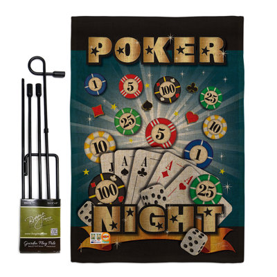 « poker night interets », impression de 2 côtés en polyester 19 po x 13 po ensemble de drapeau