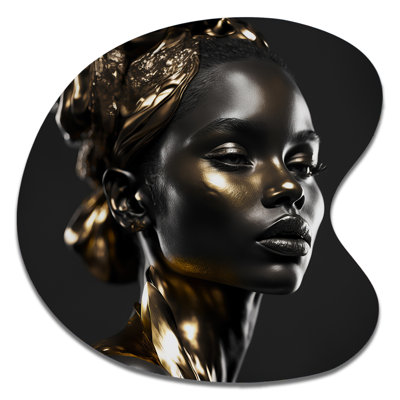 Black And Gold Elegance VII - Fashion Woman Drop Shape Assymterical Metal Wall Art