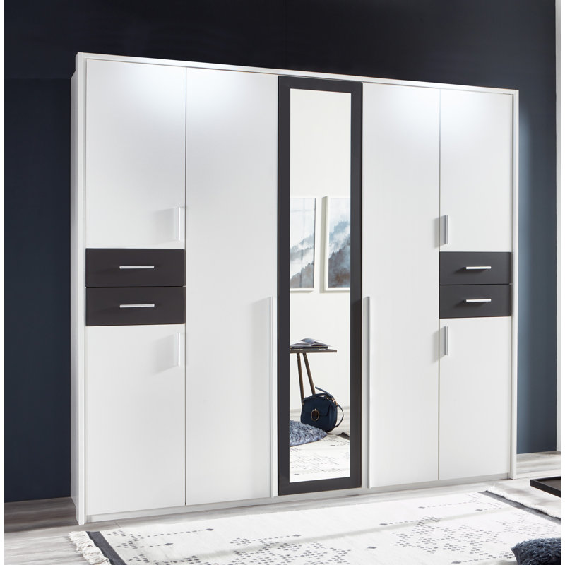Jaclynn Manufactured Wood Wardrobe, 208cm H x 225cm W x 58cm D, White/Graphite