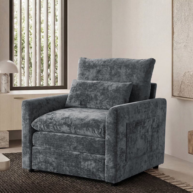 Fauteuil d'appoint moderne rembourré 32,5 po Drago, Gris