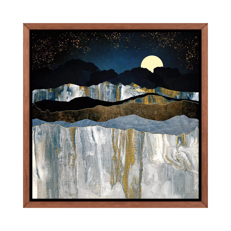 Painted Mountains - Reproduction, H 37 po x l 37 po x P 1,5 po, Cadre flottant brun, Pas de tapis