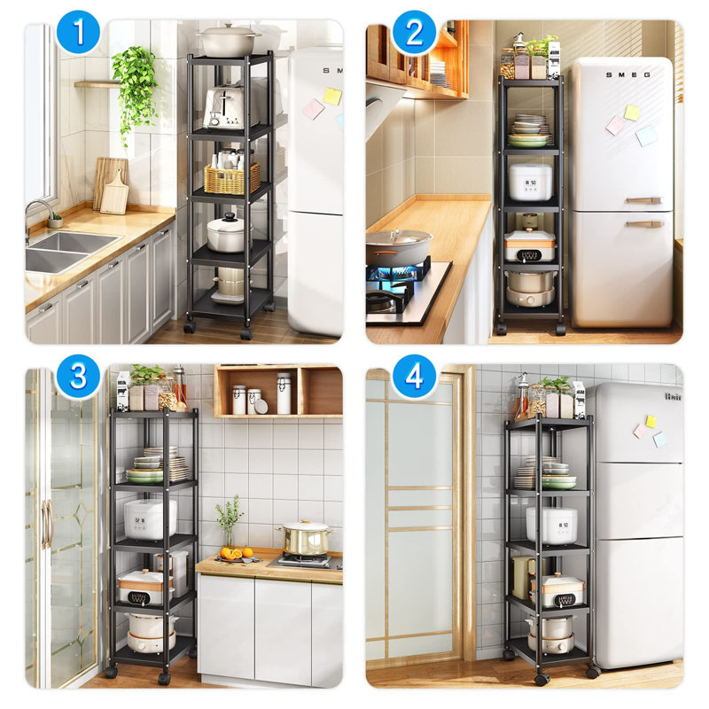 42.5cm W Metal Shelving Unit with Wheels