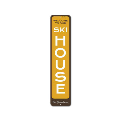 Enseigne verticale en aluminium personnalisée Ski House