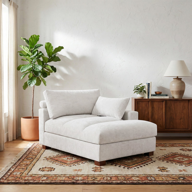 Chaise longue surdimensionnée en velours côtelé avec accoudoirs et coussins décoratifs Bentura, Orienté à droite