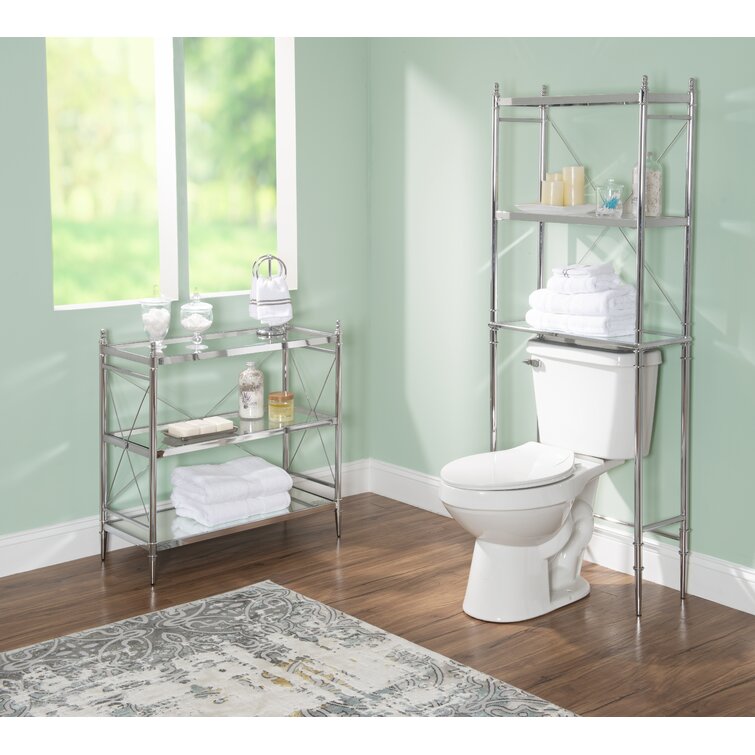 Bathroom Storage Floor Standing Over the Toilet Organizer Shelves 3 Shelf  Chrome