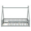 Children Tent-Shaped Floor Bed With Protective Guardrails-446228178-446228180