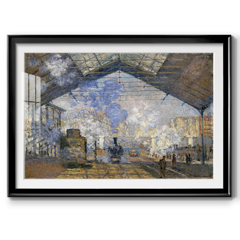 Reproduction d'art de Claude Monet, encadrée sous verre, sous passe-partout. Grand tableau pour salon., Noir