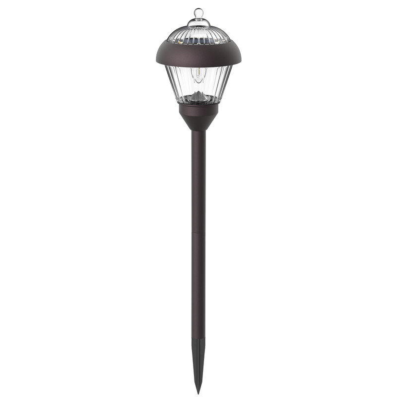 Éclairage de sentier en métal à énergie solaire Gigalumi, paquet de 1 lumières de jardin extérieures avec lentille à DEL et motifs d'ombre décoratifs, imperméable pour allée, allée ou patio, bronze