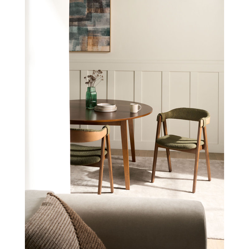 45cm H Boucle Upholstered Upholstered Back Armchair in Green, Brown