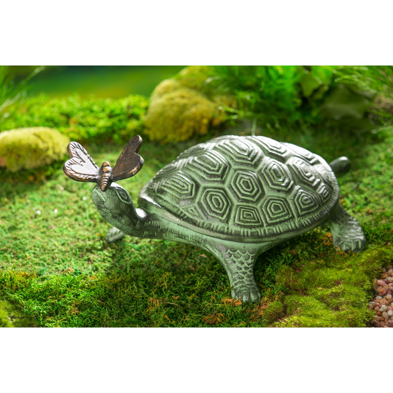 Efrain Metal Turtle with Butterfly Garden Statue