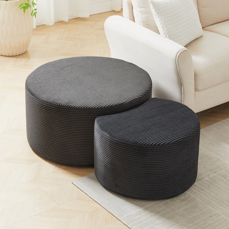 Ensemble de 2 tables basses emboîtables pour le salon, table d'appoint avec repose-pieds en mousse moderne, sans assemblage