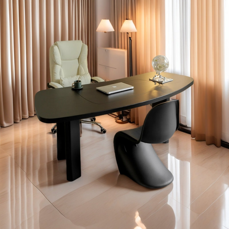 Luxury-modern irregular black solid wood desk