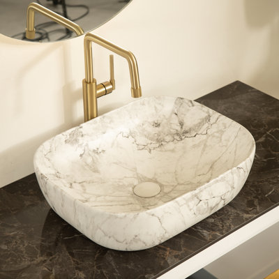 Lavabo de salle de bain en céramique 19,7 po Volakas