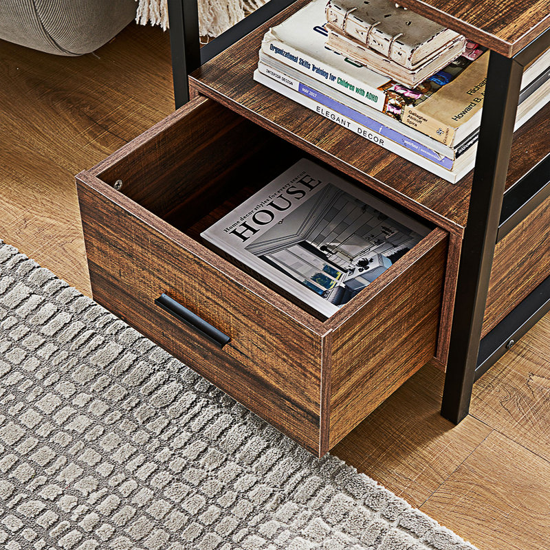 Table de chevet 1 tiroir en brun antique
