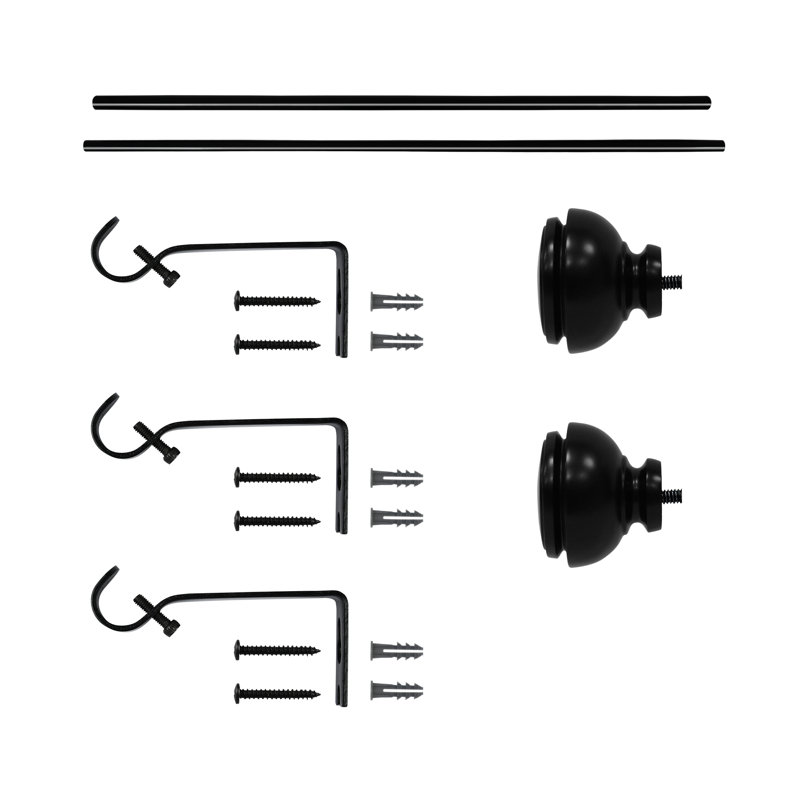 Armbruster réglable en fer 0,625 po, H 2,3 po x l 87,94 po x P 2,3 po, Noir