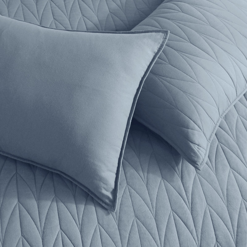 Wonderful 100% Cotton Reversible 3 Piece Quilt Set, Full/Queen + 2 Standard Shams, Blue