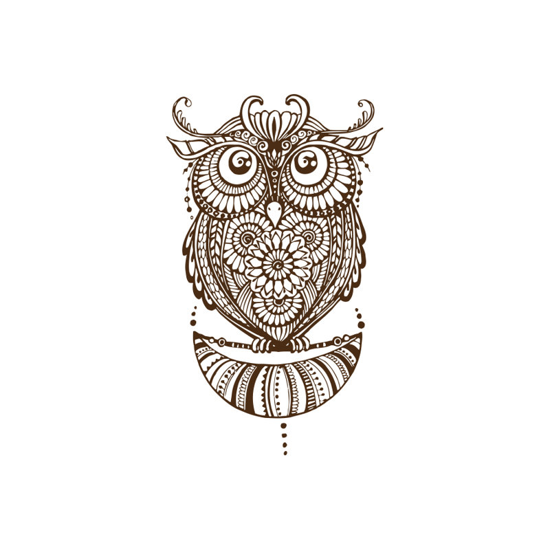 Décalcomanie murale hibou Shelia, Brun