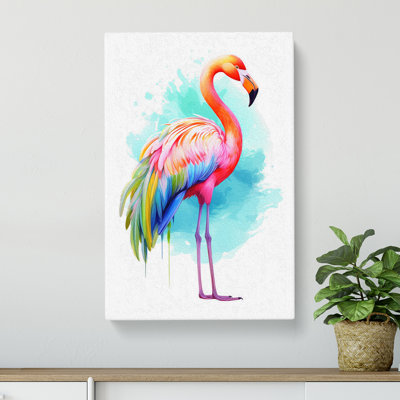 Flamingo Line No.4 - Wrapped Canvas