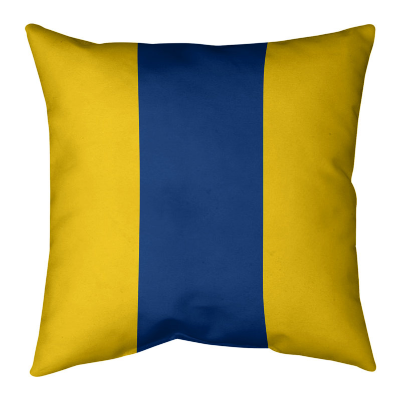 Coussin décoratif , 20 po x 20 po, Or / Bleu, Polyester sergé
