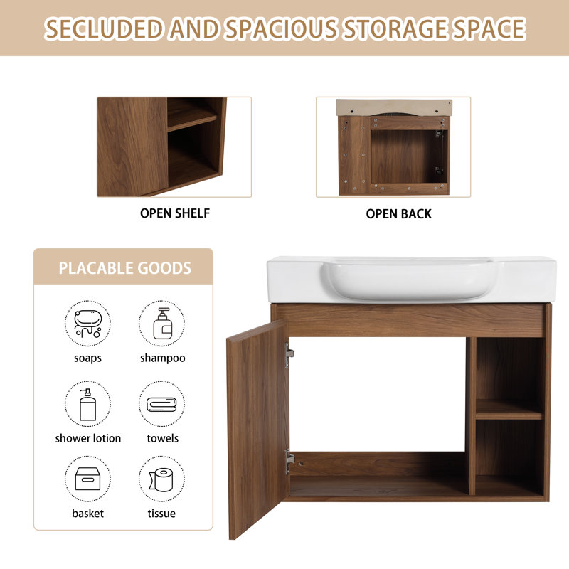 28'' Single Bathroom Vanity Set with Ceramic Sink Top